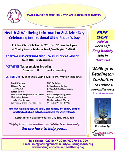 Wallington Wellbeing Event Flyer